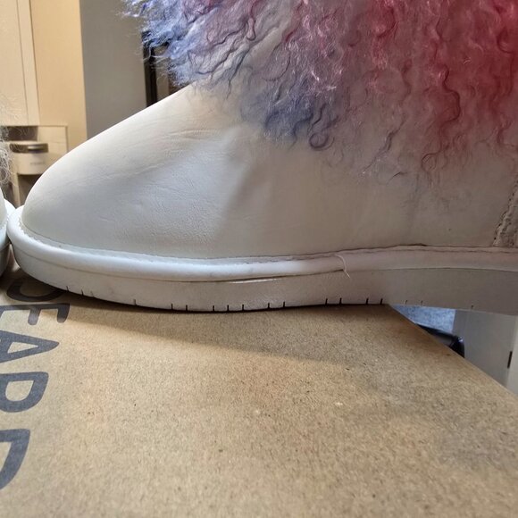 BEARPAW Boo Real Lamb Fur Lined Boots White / Rainbow Women's Size 7 NEW RARE - Picture 10 of 14